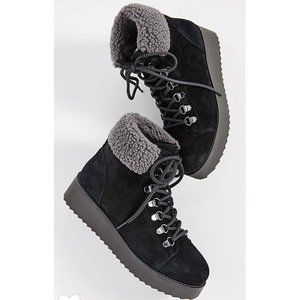 NWOT Sam Edelman Franc Faux Shearling Trim Booties Black size 9